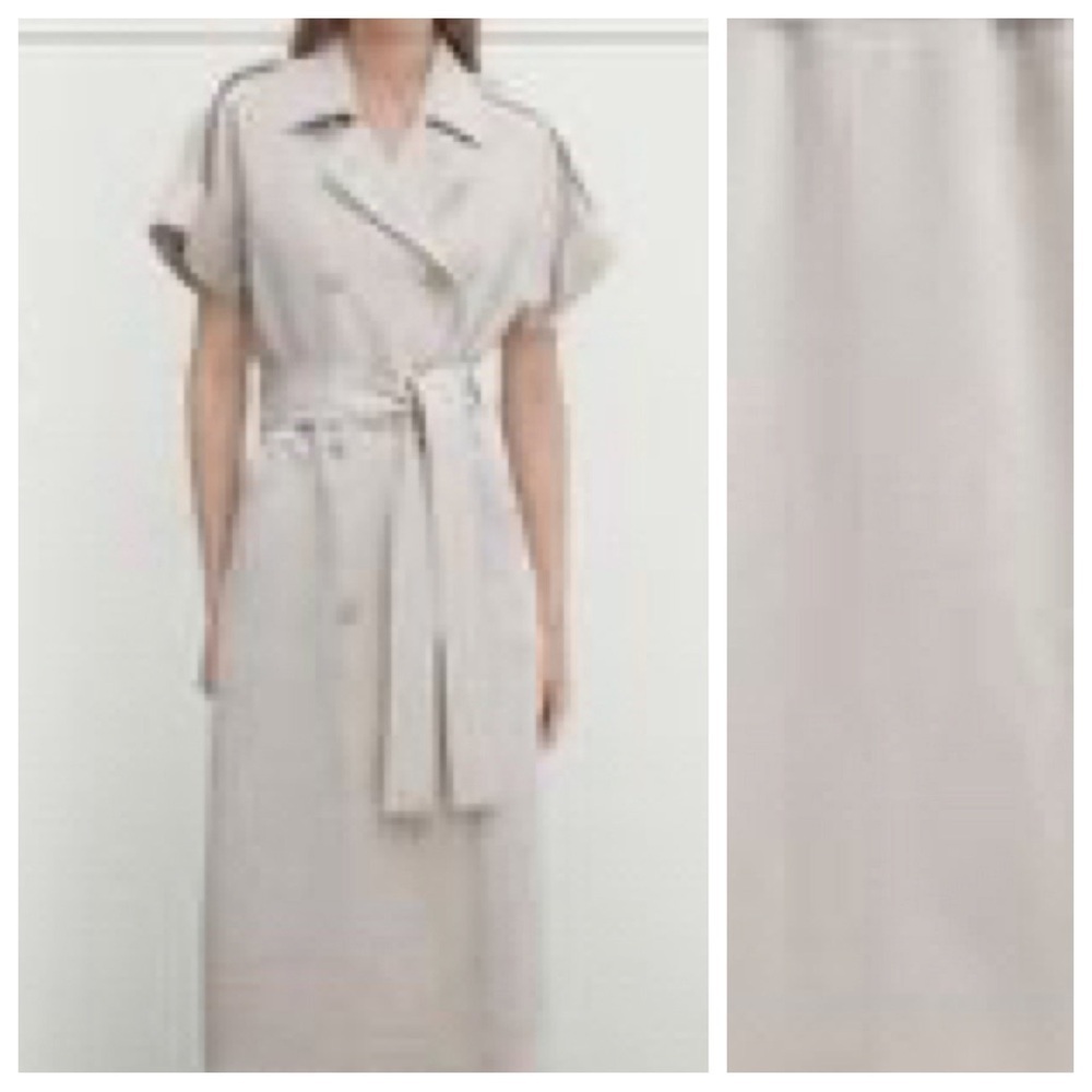 NWT. Massimo Dutti Beige Linen Blend Trench Coat Dress with Belt. Size L. - Picture 3 of 8